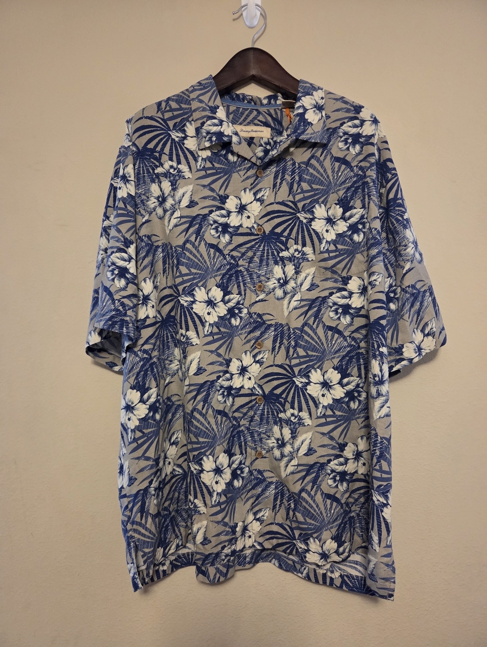 Tommy Bahama Men's IslandZone Button Shirt 2XT 2XLT Blue Floral Silk Polyester